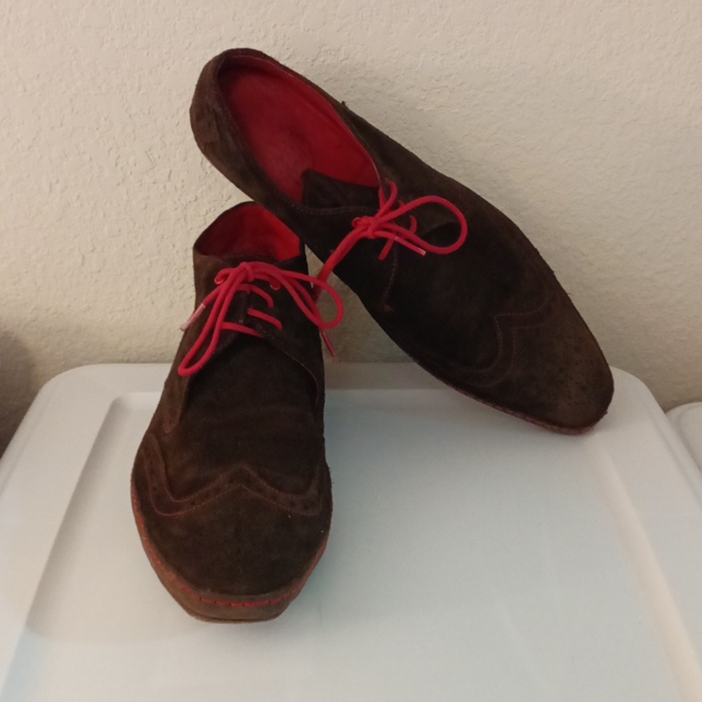 Mens Jeffery West Brown Suede Jimmy Modernist Hunger Wing Tip Shoes size 11